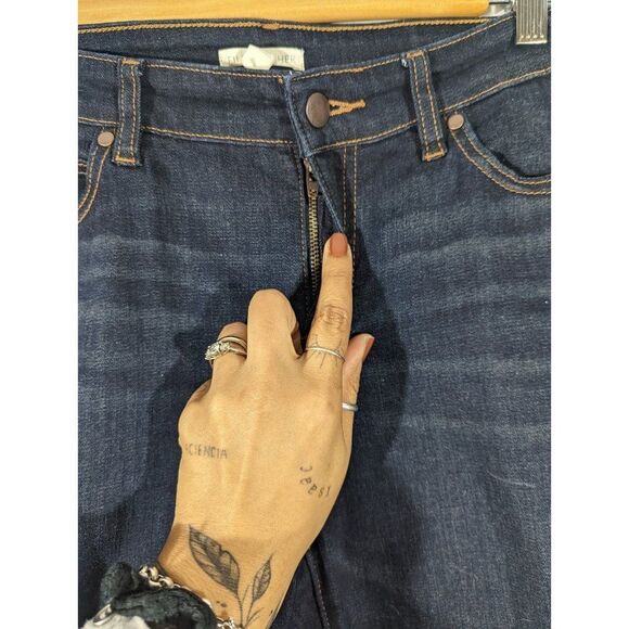 Eileen Fisher Jeans Women Sz 8 Raw Hem Blue Straight Leg Mid Rise Denim Pants - Picture 6 of 6